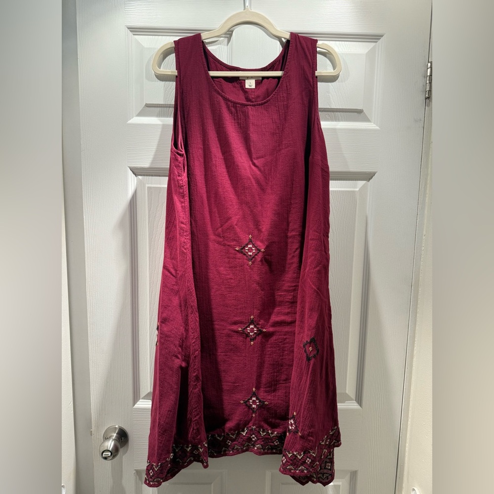 Style & Co. Burgundy Embroidered Dress